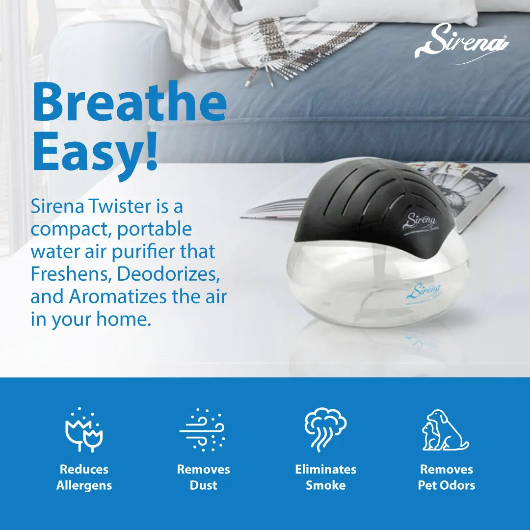 Sirena Twister Water Air Purifier with Aromatherapy & 7-Color LED