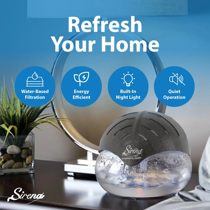 Sirena Twister Water Air Purifier with Aromatherapy & 7-Color LED